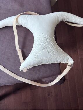 Cream Lace-Embroidered Shelf Bra with Adjustable Straps